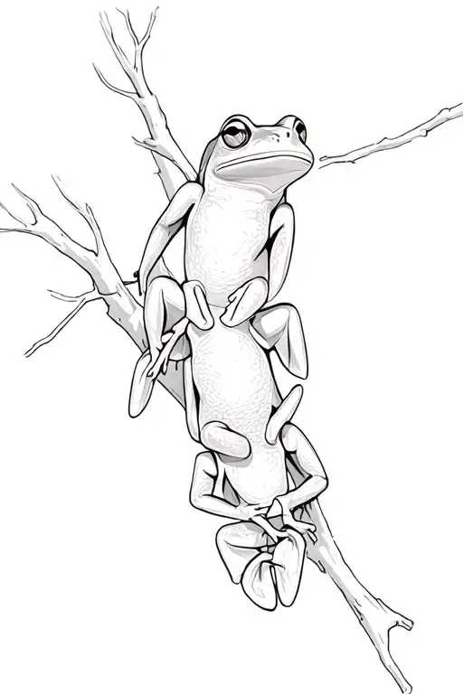 White's Dumpy Tree Frogs On A Branch