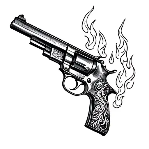 Gun And Fire Flames