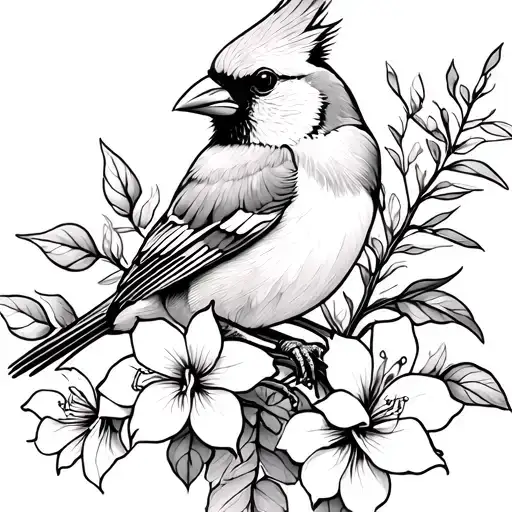 Cardinal With Azaleas