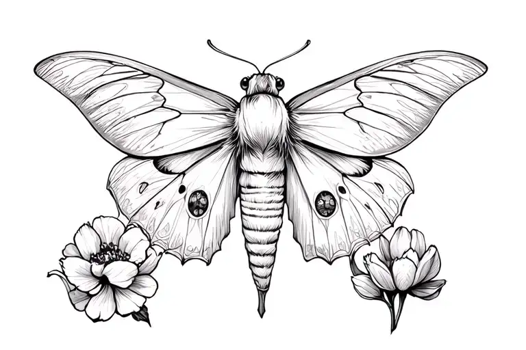 Moth And Semi Colon With Tulips And Carnations