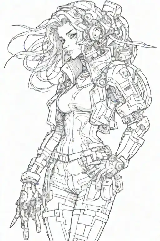 Cyberpunk Anime Girl Full Body