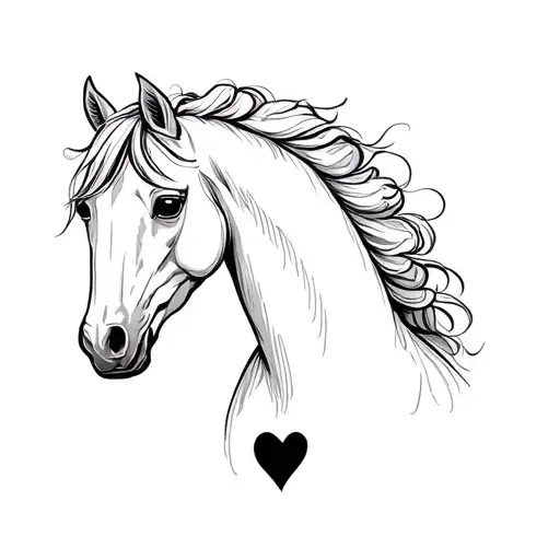 Small White Horse And A Small Black Heart