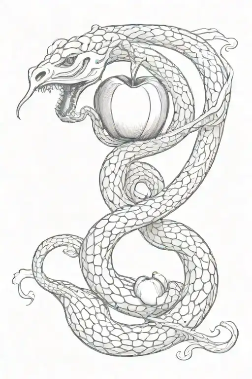 A Long Nake Around An Apple Representing Truth Beauty Freedom