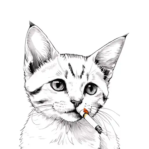 Kitten With A Cigarette In The Mouth In The Gothic Style