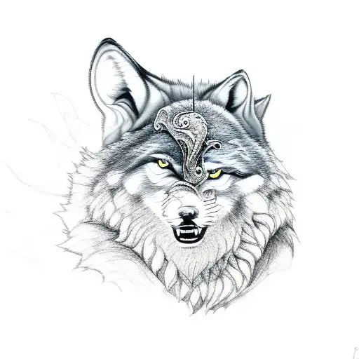 A Fierce Wolf Howling In Front Of A Stadium Filled With Cheering Fans