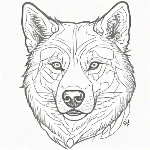 Husky Small Tattoo Head Line Sketch