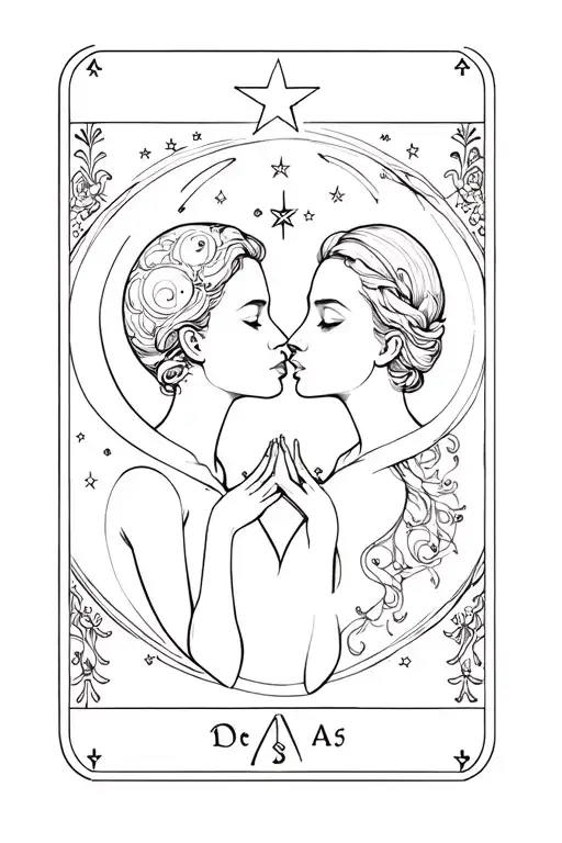 Star And Moon Tarot Cards Kissing Each Other