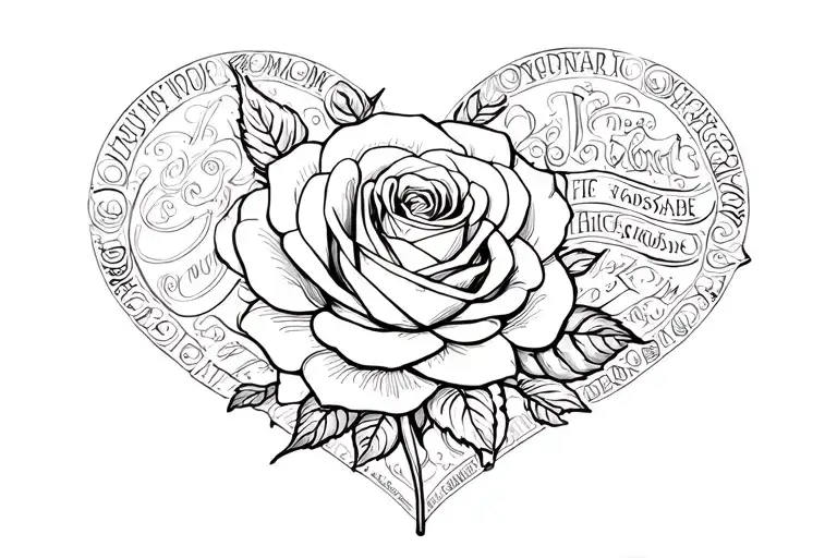 Heart With Rose And Names Incorporated