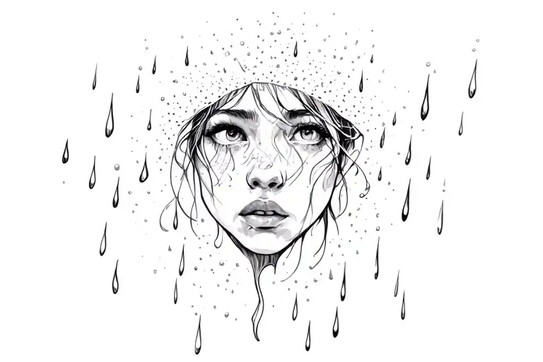 A Short Tattoo Of Rain Showing Emotions With Some Meaningful Elements