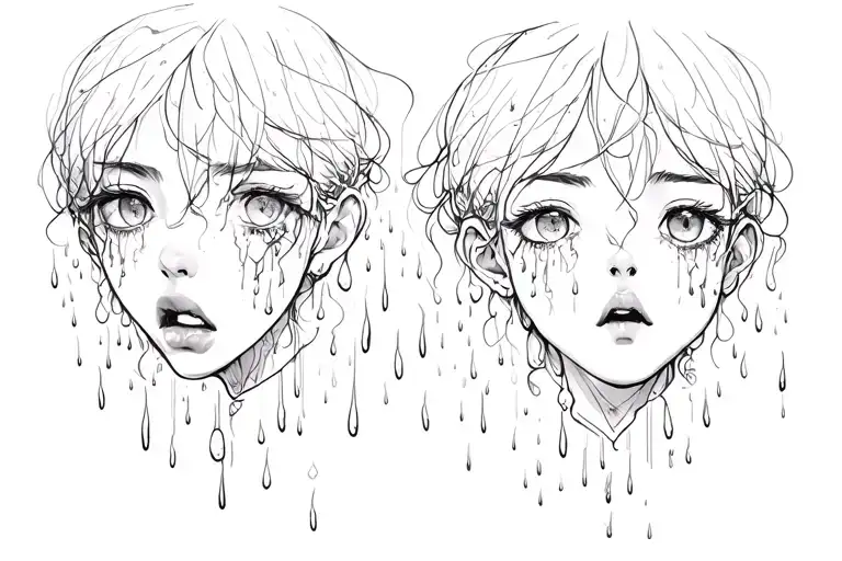 A Short Tattoo Of Rain Showing Emotions With Some Meaningful Elements