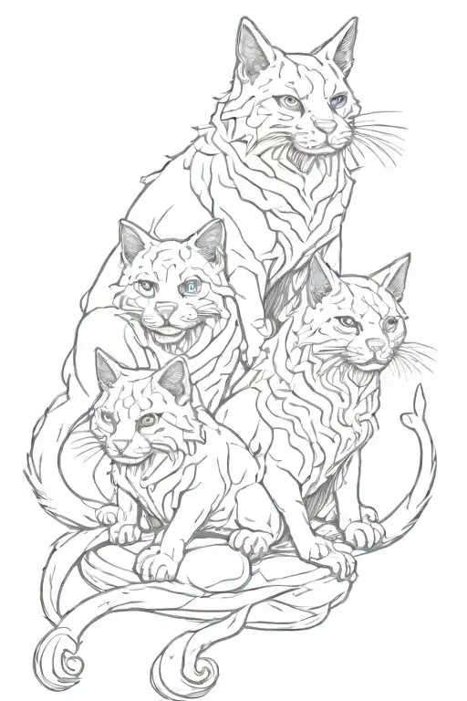 3 Headed Kerberos Protecting A Cat Sitting