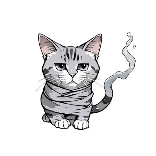 Grey Minecraft Cat Smoke Wrap Around