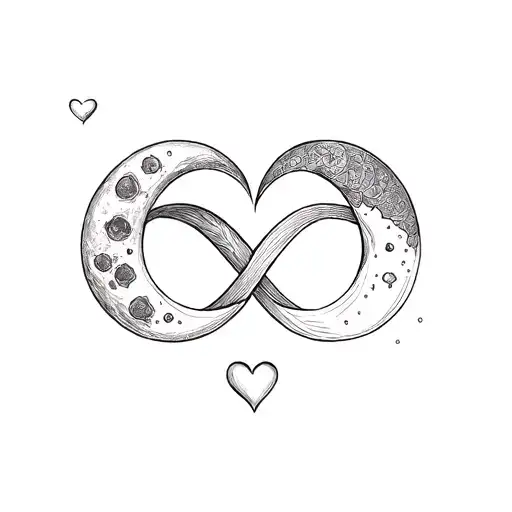 Moon And Infinity With Three Hearts Connected