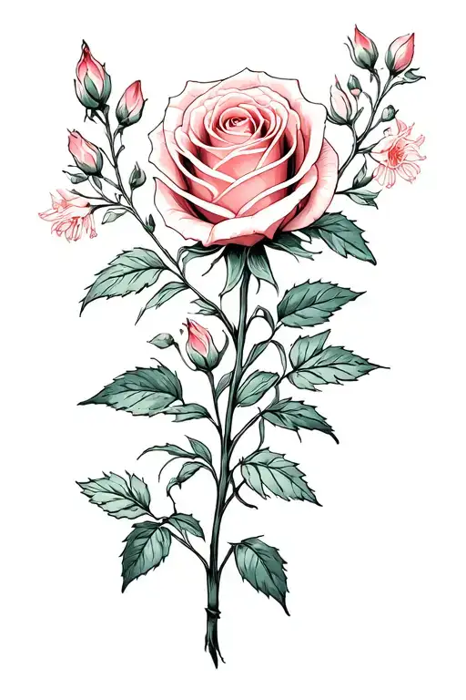 Rose And Honeysuckle Growing