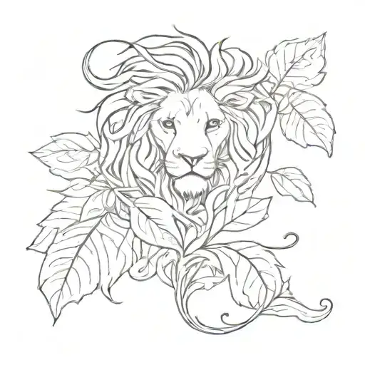 2222 - Zodiac Sign Leo - Vintage - Plant Leaves - Fire Element