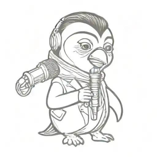 Elvis Presley Penguin Holding A Microphone