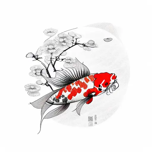 Koi Fish And Plum Blossom