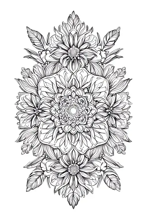 Mandala With Flowers Intertwined