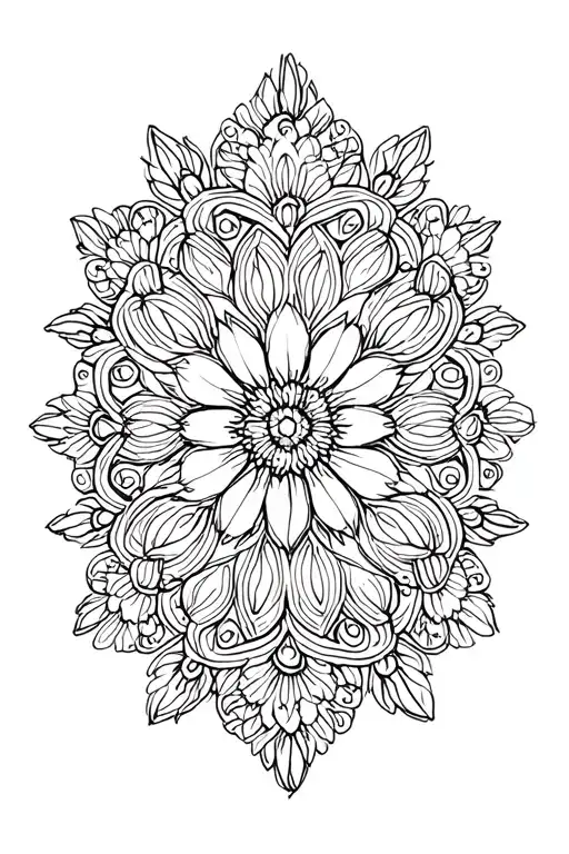 Mandala With Flowers Intertwined