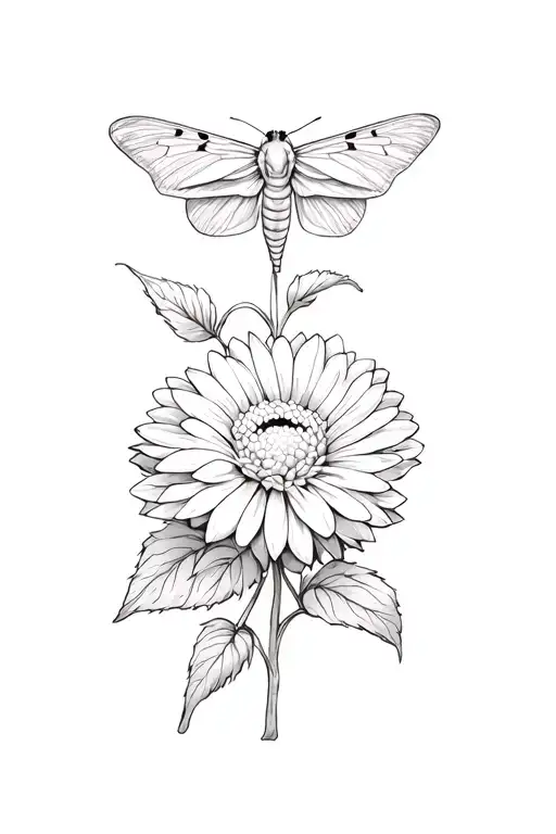 Moth And Chrysanthemum