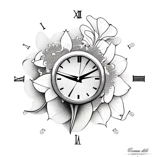 Clock And Flowers