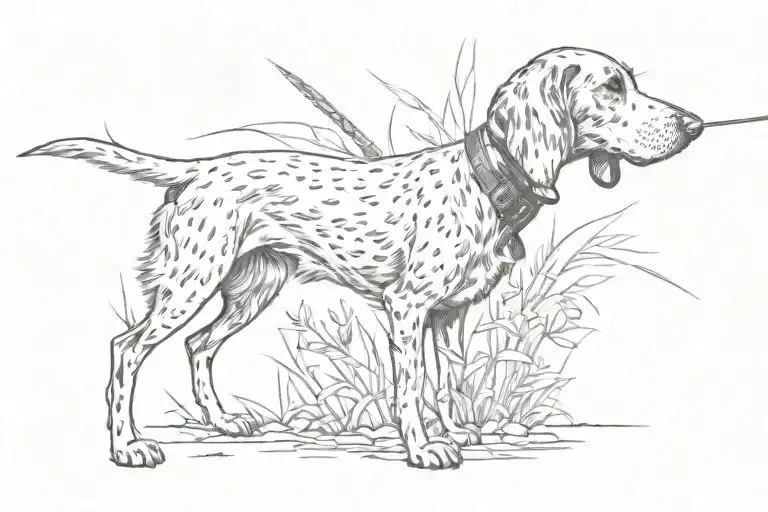 Aiming Hunter And The English Pointer Stance Surrounded By Quails