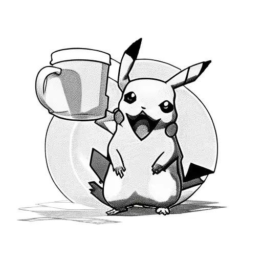A Pikachu Holding A Coffee Mug With Binary Code Steam