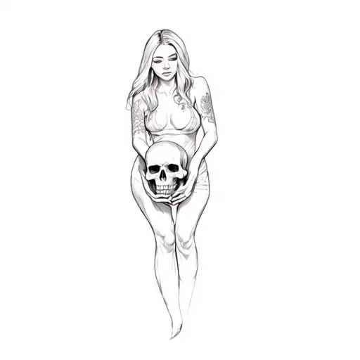 A Woman Holding A Skull But The Background That Is Seen As The Reference