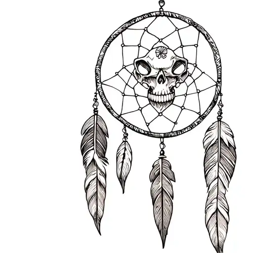 Skull Morphing Into Oklahoma Dream Catcher With Cross Background