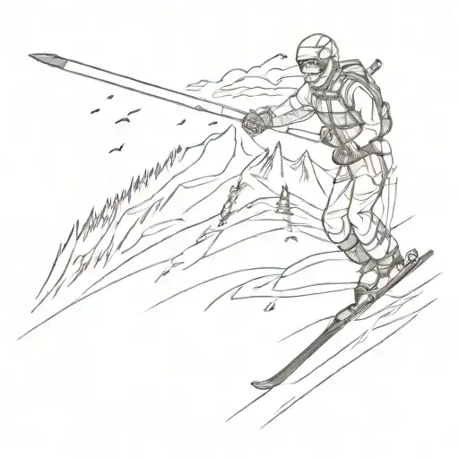 Ski Trace On Powder Snow