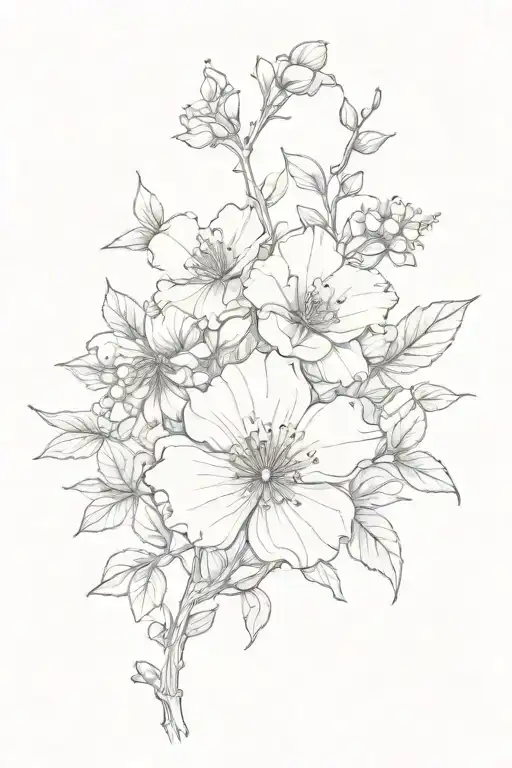 Flowers And Branches Of Plants