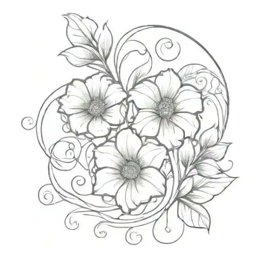 Flowers With Swirls Forming