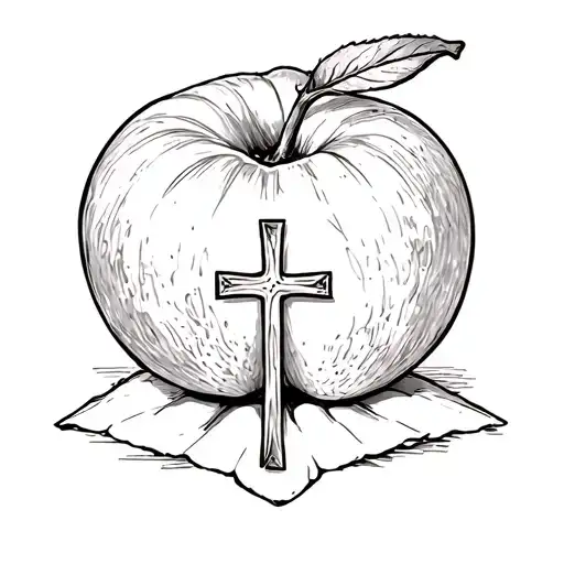 A Peach With A Cross Behind It