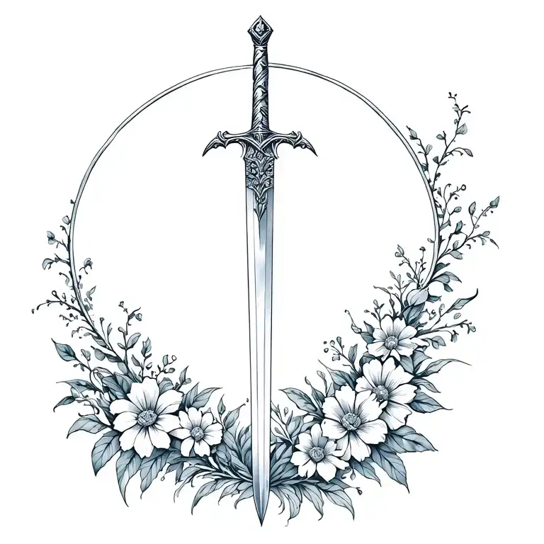 Sword With Flowers Growing