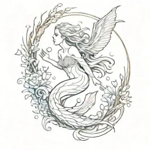 Draw Me A Spine Tattoo Of A Siren Swimming Up And Make It Beautiful And Ethereal