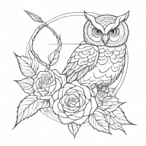 Shooting Bow Arrow Point In The Shape Of A Rose And Owl