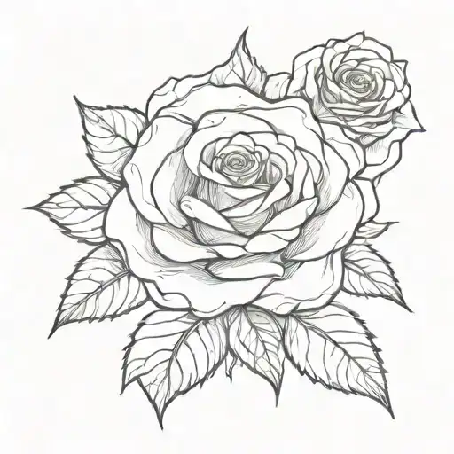 Fineline Tattoo Rose And Sun