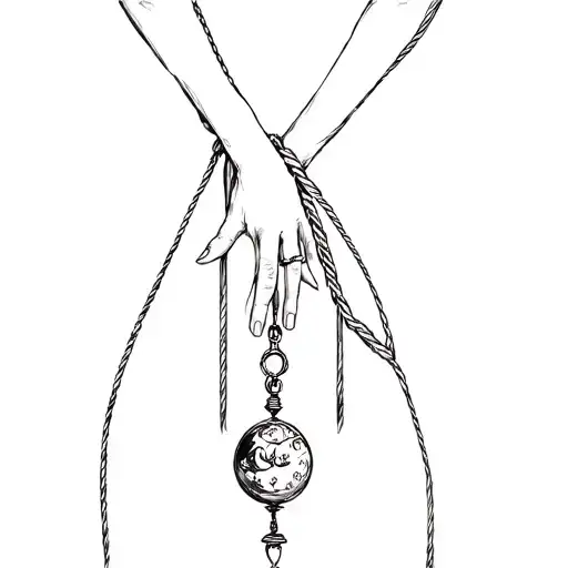 Hand Of A Woman With A Pendulum Hanging From A Fine Rope