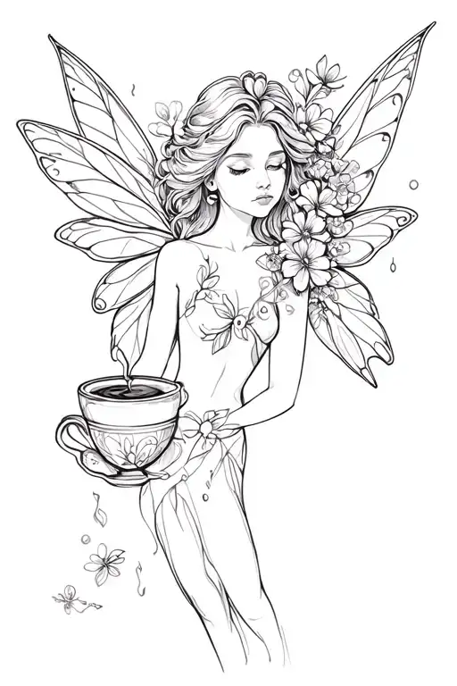 Coffee Fairy With Coffee Flowers