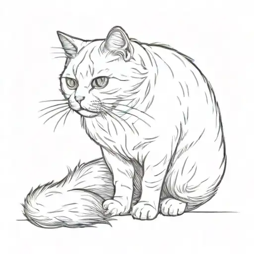 A Plump White Cat With A Gray Back And A Black Tip Of The Tail