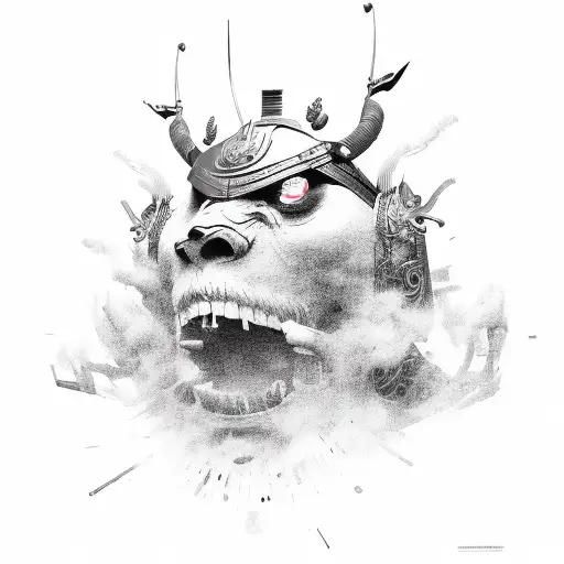 Samurai Mask Smoke Coming Out Of Eyes