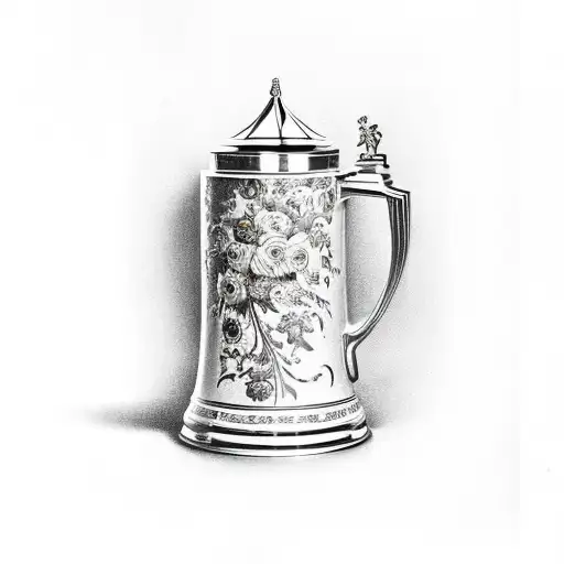 A German Beer Stein Overflowing With Vibrant Flowers