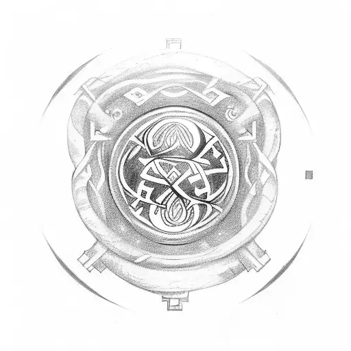 A Vegvisir Symbol Formed By Guitar Strings And Musical Notes