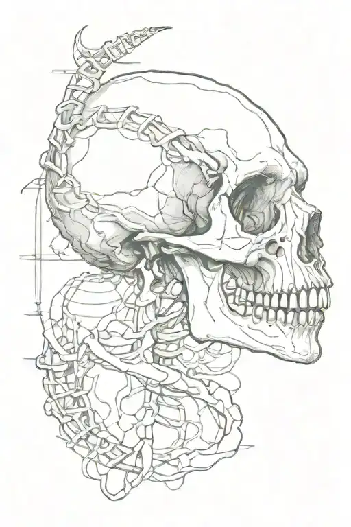 Dinosaurus Skull And Dna Helix