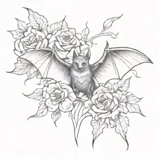 Bat With Flowers