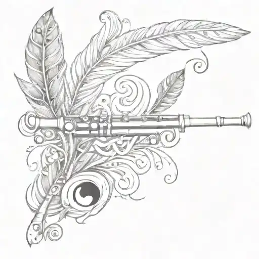 Flute With Music Harini Name And Pecock Feathers Coming
