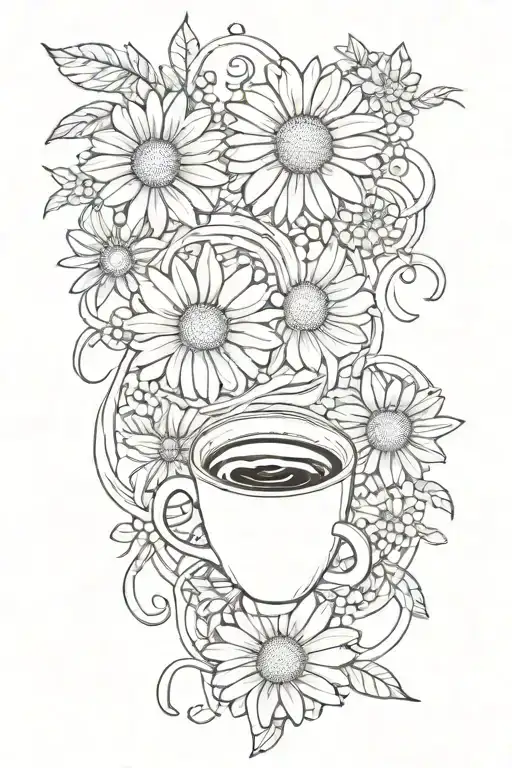 Coffee Rings Intertwined With Daisies