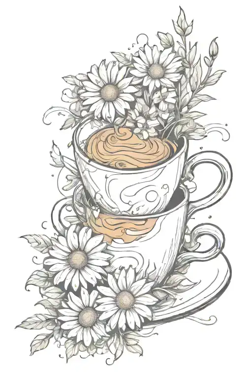 Coffee Stains Intertwined With Daisies