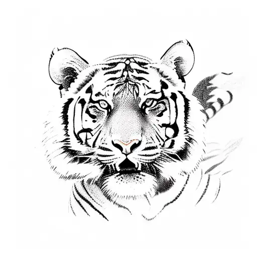A Sketch Of A Tiger Pouncing On Its Prey