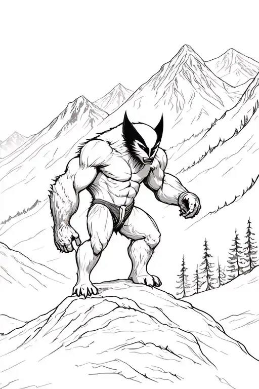 A Real Wolverine Animal Overlooking Mountain And Forest To The Right